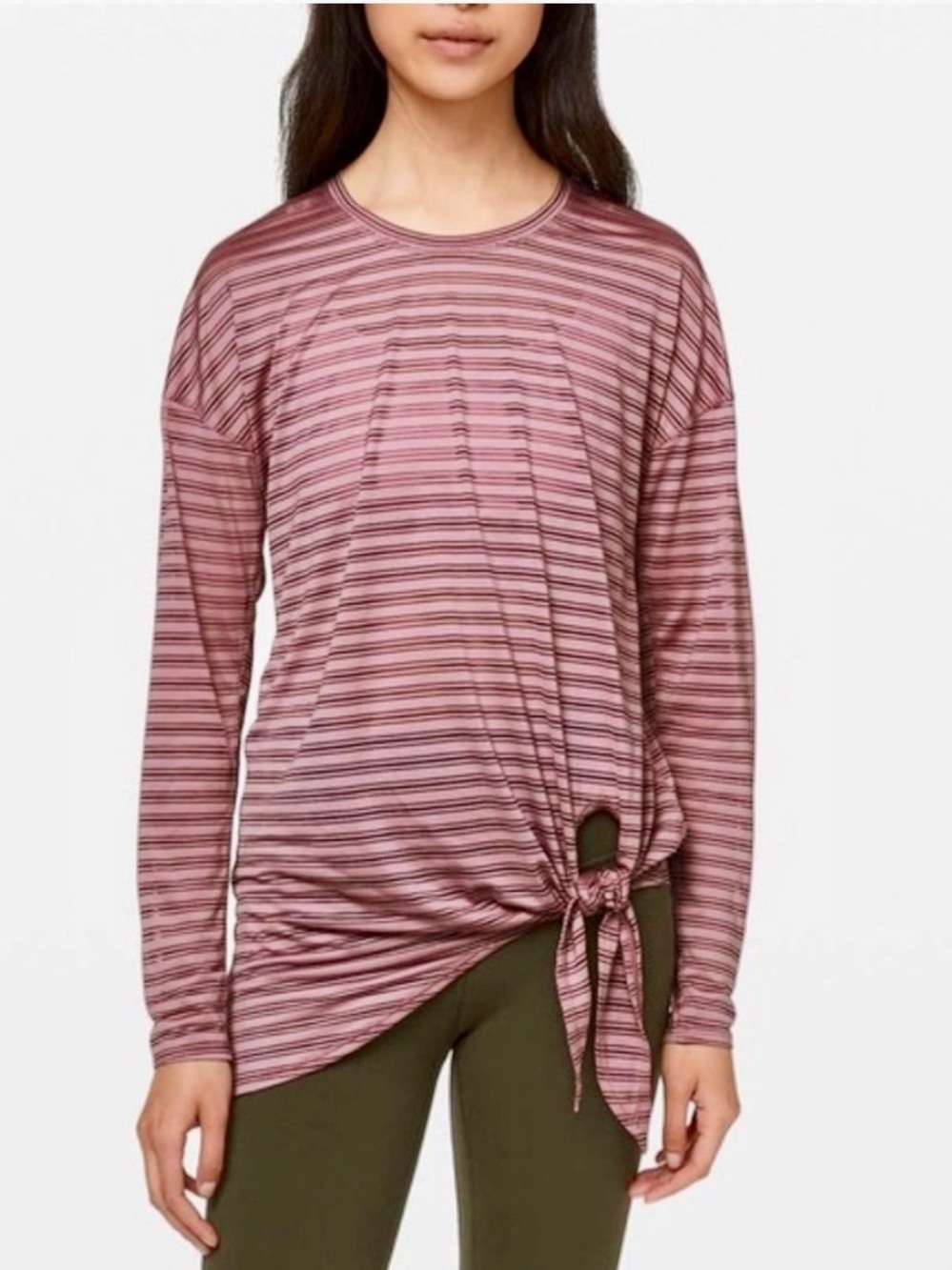 Lululemon Tie Your Practice Shirt Long Sleeve Mauve Pink 6
